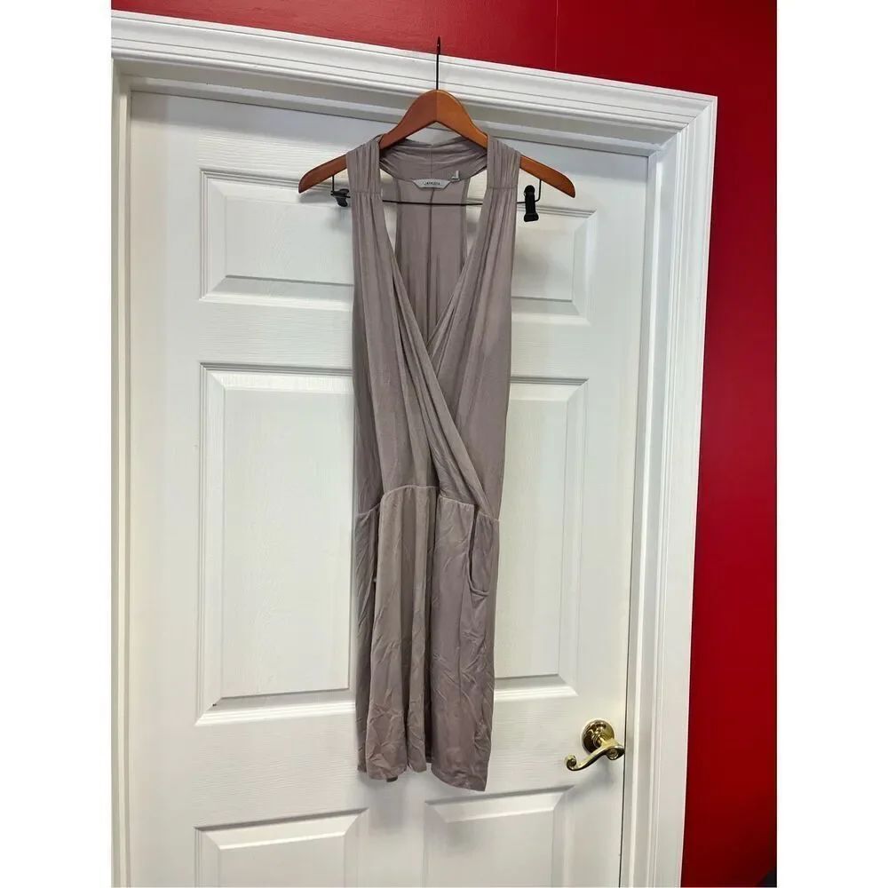 Athleta Mocha Latte Surplice Neck Active Sporty Racerback Mini Dress sz M NWOT